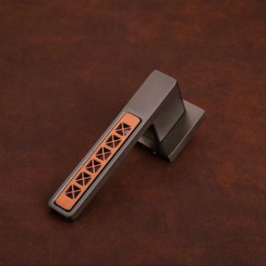 Industrial Zinc Alloy Cabinet Lever <b>Handle</b> With <b>Copper</b> Inlay Design Durable Furniture Hardware - Product Image 1