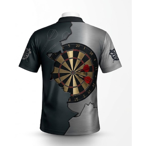 Polo de dardos premium con diseño personalizado, que absorbe la humedad y es transpirable, para entrenamiento y competición de dardos, uso en equipo, fabricación OEM/ODM. - Product Image 3