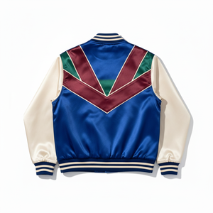 Premium Custom Satin Varsity <b>Jacket</b> - Plain Panel <b>Work</b> - High Gloss Finish - Product Image 2