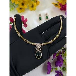 Indian Ethnic Brass Casual <b>Bridal</b> <b>Jewelry</b> <b>Sets</b>-Kamya Victorian Gold Plated Wedding Hasli Necklace <b>Set</b> - Product Image 3
