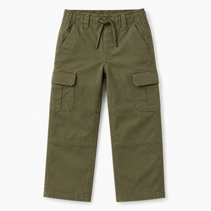 Pantalon cargo imprimé pour garçons, en sergé de coton, multi-poches, taille élastique avec cordon de serrage, coupe droite, décontracté, style streetwear - Product Image 3