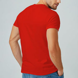 T-shirts pour hommes de qualité supérieure, entièrement personnalisables, 100 % coton, anti-UV, séchage rapide, couleur rouge unie, été. - Product Image 5