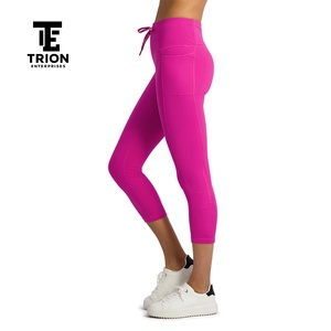 Wholesale Drawstring Seamless <b>Scrunch</b> <b>Butt</b> Capri <b>Leggings</b> for Women Custom Yoga Pants High Elastic Waist Quick Dry - Product Image 2