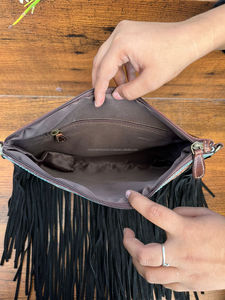 2024 Offre Spéciale main usiné en cuir sac à bandoulière et outillé à la main dames RFID blocage portefeuille à la mode peau de vache pochette femmes ensembles - Product Image 5