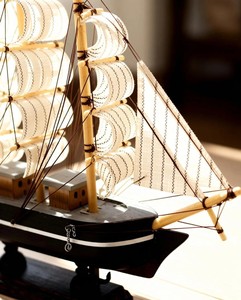 Modèle de bateau à voile en bois vintage, objet décoratif nautique pour la maison, le bureau, le salon, la décoration de table - Product Image 4