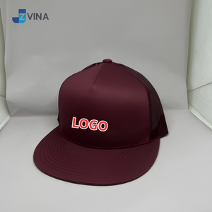 Custom Logo 6-Panel Snapback <b>Cap</b> Burgundy Mesh Unisex Casual <b>Hat</b> Front Panel Spring Summer - Product Image 4
