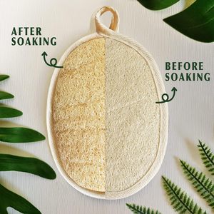 Gants de bain en loofah écologiques, exfoliant naturel en fibres pour une nettoyage en profondeur de la peau, massage corporel et utilisation quotidienne en spa - Product Image 1