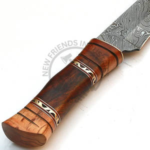 Nouvelle édition personnalisable, couteau Bowie en acier Damas de 14 pouces, couteau de chasse en plein air, couteau de survie à lame fixe, manche en bois d'olivier - Product Image 4