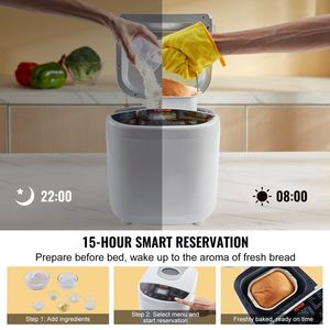 Padella in ceramica antiaderente per macchina per il pane programmabile digitale 19-in-1 per 2 libbre di pasta senza glutine 3 formati di pagnotta 3 pane - Product Image 5
