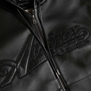 เสื้อแจ็คเก็ตหนังสีดำ Avirex สำหรับผู้ชาย - Product Image 3