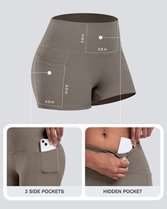 Shorts de yoga taille haute sans couture pour femme, avec effet froncé, pour l'exercice et le sport, tenue de sport, shorts de gym pour femme - Product Image 2