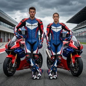 Custom Motorcycle Racing Leather Suit OEM Perforated Cowhide Motorbike Riding Gear Wholesale Track Day Protective Clothing - Product Image 5