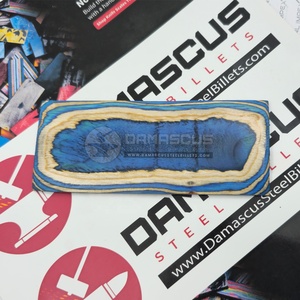 Par de Placas de Resina para Empuñaduras de Cuchillo, Diseño de Lámina de Dólar Azul Zafiro, Lujoso Azul Real y Dorado, Madera de Abedul Laminada - Product Image 3