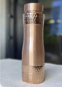 Bouteille d'eau sport en cuivre pur, écologique, martelée, imprimée, bienfaits pour la santé, taille personnalisée, couvercle, gym, école, 1000 ml - Product Image 5