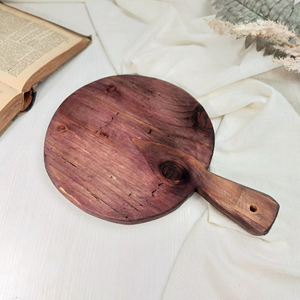 Planche à découper ronde en bois de qualité supérieure avec poignée, plateau de service en bois massif pour décoration de cuisine rustique, présentation en café et aménagement intérieur - Product Image 1