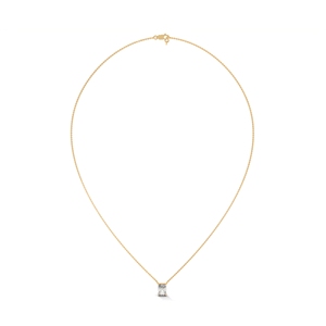 Lab Grown Diamond <b>Pendant</b> Necklace Emerald Cut <b>Solid</b> <b>Gold</b> Chain Jewelry for Wedding Anniversary Gift - Product Image 3