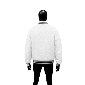 Veste universitaire en polaire blanche pour homme, coupe classique, col rabattu, couleur unie, tenue décontractée pour l'automne, streetwear décontracté pour l'hiver, PREMIUM T - Product Image 2