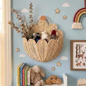 Cesta de Pared de Ratán, Estilo Bohemio, Organizador Decorativo para el Hogar, Perfecto para la Habitación de los Niños, Servilletas de Cocina o Artículos Ligeros, Esencial - Product Image 1