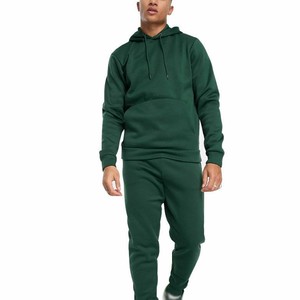 Conjunto Deportivo con Capucha para Hombre, 100% Algodón, Color Verde Sólido, Pantalones Largos, Transpirable, Casual, Otoño - Product Image 1