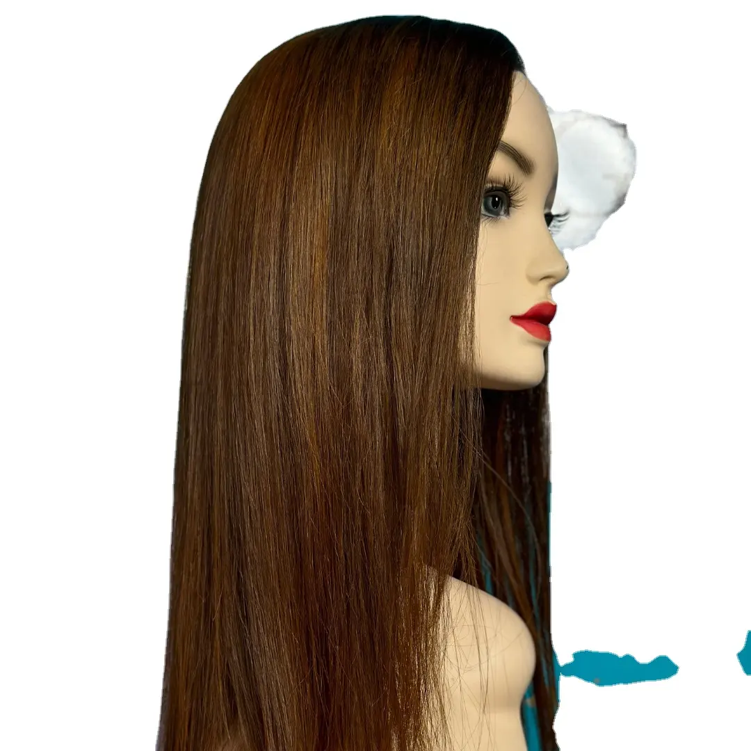 Lange Natuurlijke Rechte Full Lace Pruik Van Vietnam 100% Virgin Hd Hair 4 # Color No Genius Inslag Full Lace Pruik Type