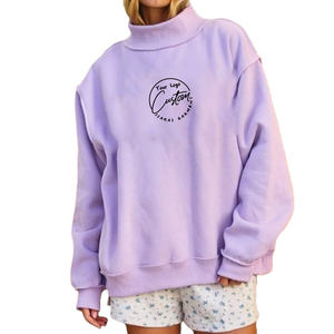 Sudadera con capucha y cuello alto reversible para mujer, con logotipo bordado personalizado, de gran tamaño y tejido grueso de alta calidad. - Product Image 3