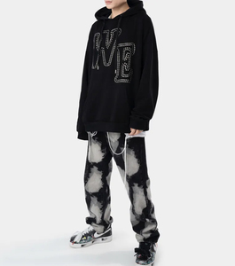 เสื้อฮู้ดดี้โอเวอร์ไซส์ลายกราฟิกประดับเพชรแบบพรีเมียม ดีไซน์กระเป๋าหน้า แฟชั่นลำลองสำหรับทุกเพศ เหมาะสำหรับใส่ในฤดูใบไม้ร่วง - Product Image 2