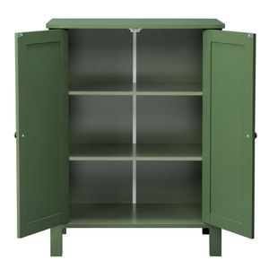 Mobile da Bagno a Doppia Anta in MDF Verde Foresta 60*30*80cm Verniciato con Strisce Verticali - Product Image 3