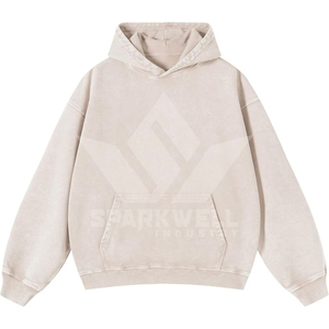 Sudadera con Capucha Extra Grande para Hombre, 100% Algodón, Felpa Francesa, Color Sólido, Diseño Casual con Bolsillo Frontal, Ropa de Otoño - Product Image 1