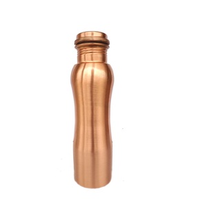 Hammered & Plain Copper <b>Water</b> Bottle Durable Customizable Design Adults Health Beneficial Sports Gym School Drinkware Bottle - Product Image 3