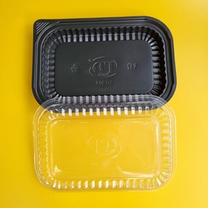 Envase de plástico desechable para alimentos con 1 compartimento, tapa de PET, color negro, tipo lonchera para llevar, listo para enviar, precio bajo de fábrica. - Product Image 3