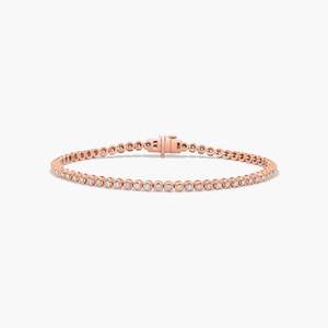Pulsera de Diamantes Chapada en Oro Rosa, Corte Brillante Redondo, Engaste en Canal, Cadena Clásica, Joyería para Uso Diario de Mujer - Product Image 1