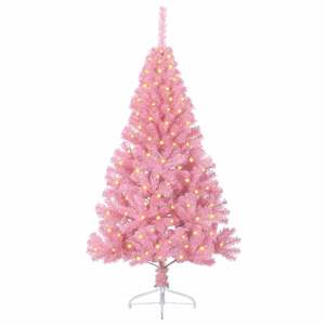 Sapin de Noël artificiel pré-éclairé de 59,06 pouces en PVC rose - pour décorations festives - Product Image 3
