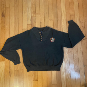Pull en tricot noir pour homme avec logo brodé, fermeture à boutons sur le devant, manches régulières, vêtement d'automne - Product Image 1