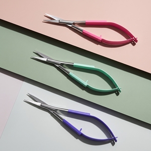 Ciseaux à sourcils à ressort, micro-lame droite, outil de beauté en acier inoxydable pour le façonnage des sourcils, marque privée - Product Image 1