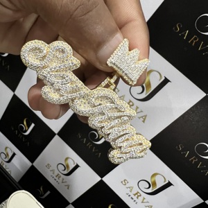 Colgante de Plata S925 con Diamante Moissanita VVS, Estilo Hip Hop, con Iniciales, para Unisex - Product Image 2