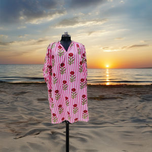 Robe d'été personnalisée pour femme, nouvelle mode, col en V, manches longues, longueur au sol, imprimé floral, naturel, écologique, doux, lavable - Product Image 2