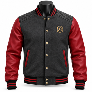 Chaqueta Letterman con Cuerpo de Lana y Mangas de Cuero, Estilo Casual Urbano, Chaqueta Varsity Premium para Hombre, Diseño Personalizado Estilo Béisbol - Product Image 1