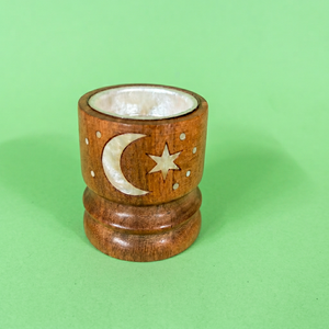 Brûleur à Bakhoor en Bois Fait Main Élégant, Incrustation MOP Lune Étoile, Porte-Encens Arabe Mabkhara, Décoration de Table, Cadeau de l'Aïd, Vente en Gros - Product Image 1