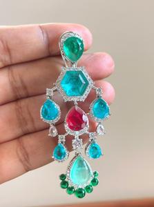 Pendientes Largos de Plata con Zirconia y Aspecto de Piedra para Mujer, Ideales para Vestidos de Noche y Fiestas - Product Image 4