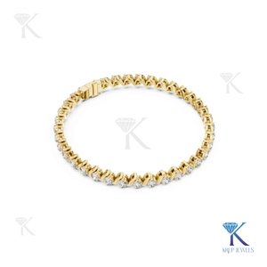2.90 mm Lab Grown Oval Cut Diamond Tennis Bracelet with S Link Swirl Design 14K <b>Solid</b> <b>Gold</b> Luxury Style for Party & Gift - Product Image 4