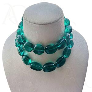 สร้อยคอลูกปัดมรกตสำหรับทำเครื่องประดับอัญมณีนาโนตัดสีเขียวขัดเงาเรียบสำหรับทำเครื่องประดับสามารถปรับแต่งได้ - Product Image 4