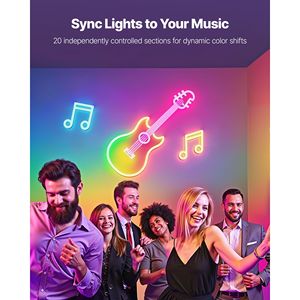 16.4 ft RGB IC LED Neon <b>Rope</b> <b>Light</b> Flexible Strip with App/Remote Control Works with Alexa Google Assistant Customized PCB Width - Product Image 6