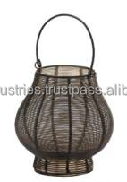 Lanterne décorative conique en fer doré faite à la main, bougeoir et lampe suspendue en or pour la décoration intérieure de l'Inde - Product Image 3