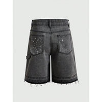 Short en jean tissé droit pour femme, taille mi-haute, en coton, avec fermetures éclair, coupe ample, pour l'hiver