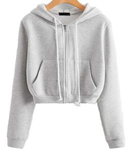 Sudadera Corta con Capucha para Mujer, Directo de Fábrica, Sudadera con Estampado, Top Corto para Mujer, 65% Algodón, 35% Poliéster - Product Image 1