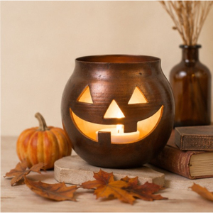 Vintage Bronze Metal Jack-O-<b>Lantern</b> Candle Holder Wholesale Spooky Pumpkin Tealight Stand for Halloween Home Decor & Party - Product Image 1