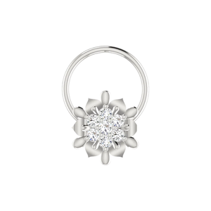 AJRETAIL Women's Ethnic 14K Gold Royal Lotus Design Fine Piercing Jewelry 0.05ct Round Brilliant Cut Natural Diamond Nose Pin - Product Image 3