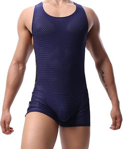 Traje deportivo atlético para hombre, mono ajustado de malla transpirable para lucha libre, capa base activa - Product Image 1