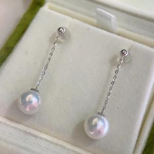 Boucles d'oreilles en argent S925 avec perle d'eau douce pour femmes, luxe léger, haute qualité, rondes, forte brillance pour l'été - Product Image 3
