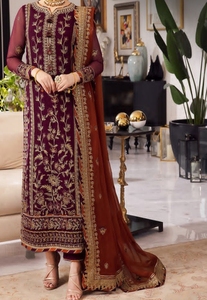 Robe tunique en organza gris brodé pour femme avec dupatta turquoise, col à découpe, manches longues, shalwar kameez - Product Image 6